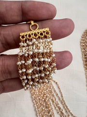 Gold polish multi layer pearls chain-Silver Neckpiece-CI-House of Taamara