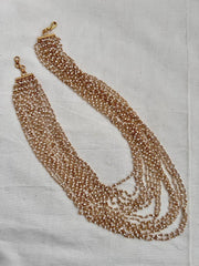 Gold polish multi layer pearls chain-Silver Neckpiece-CI-House of Taamara