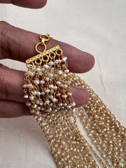 Gold polish multi layer pearls chain-Silver Neckpiece-CI-House of Taamara