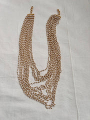 Gold polish multi layer pearls chain-Silver Neckpiece-CI-House of Taamara