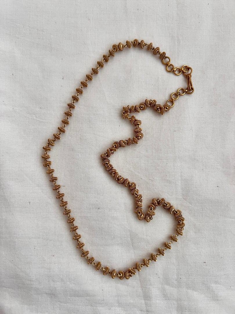 Gold polish nakshi beads chain-Silver Neckpiece-CI-House of Taamara