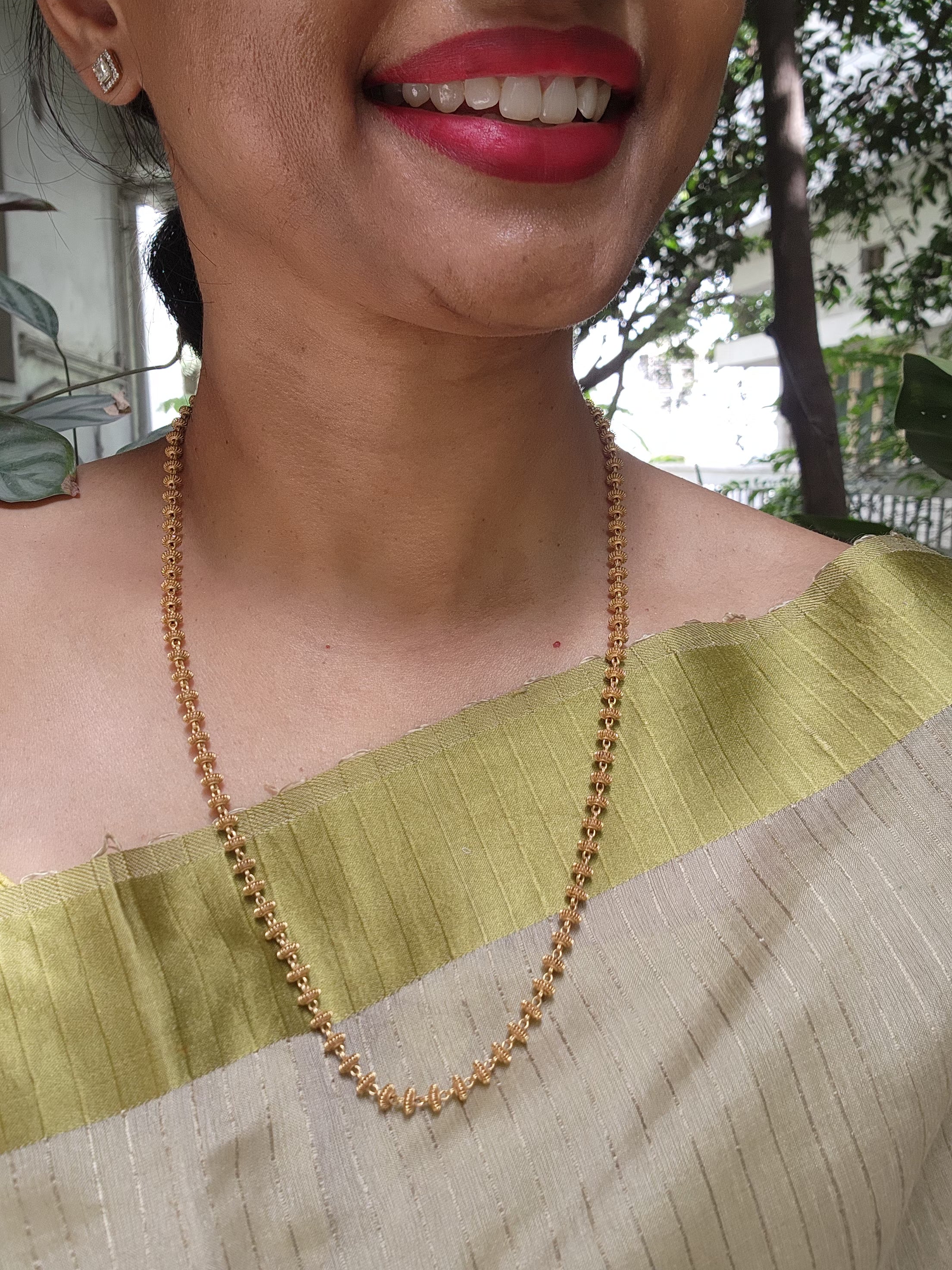 Gold polish nakshi beads chain-Silver Neckpiece-CI-House of Taamara