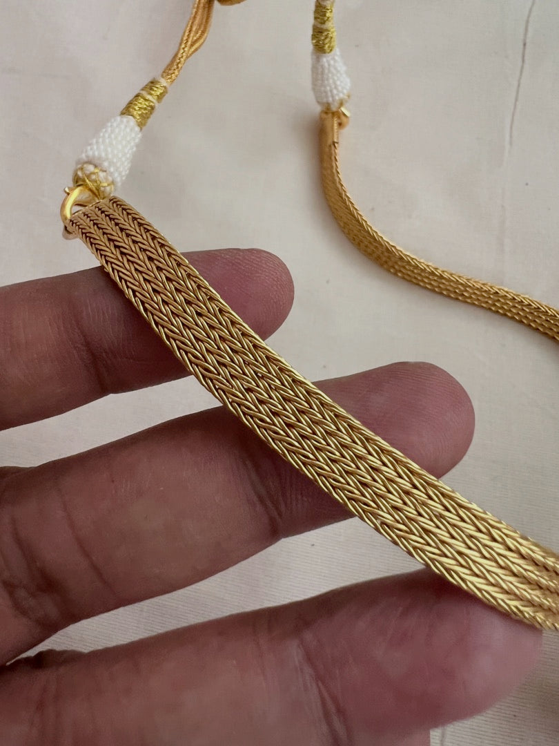 Gold polish navrathana pendant necklace-Silver Neckpiece-CI-House of Taamara