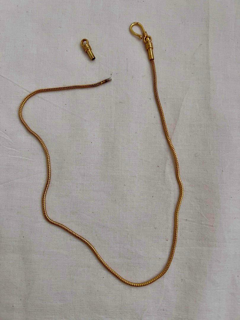 Gold polish navrathana pendant with chain-Silver Neckpiece-CI-House of Taamara