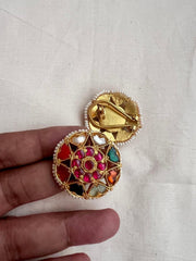 Gold polish navrathana studs-Earrings-CI-House of Taamara