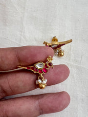 Gold polish peacock motif studs with pearls-Earrings-CI-House of Taamara