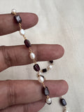 Gold polish pearl and beads chain-Silver Neckpiece-CI-House of Taamara