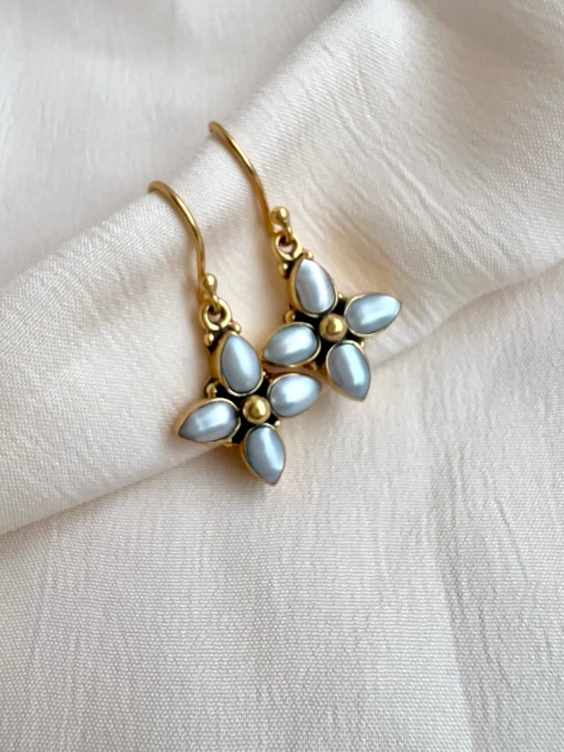 Gold polish pearl hangings-Earrings-CI-House of Taamara