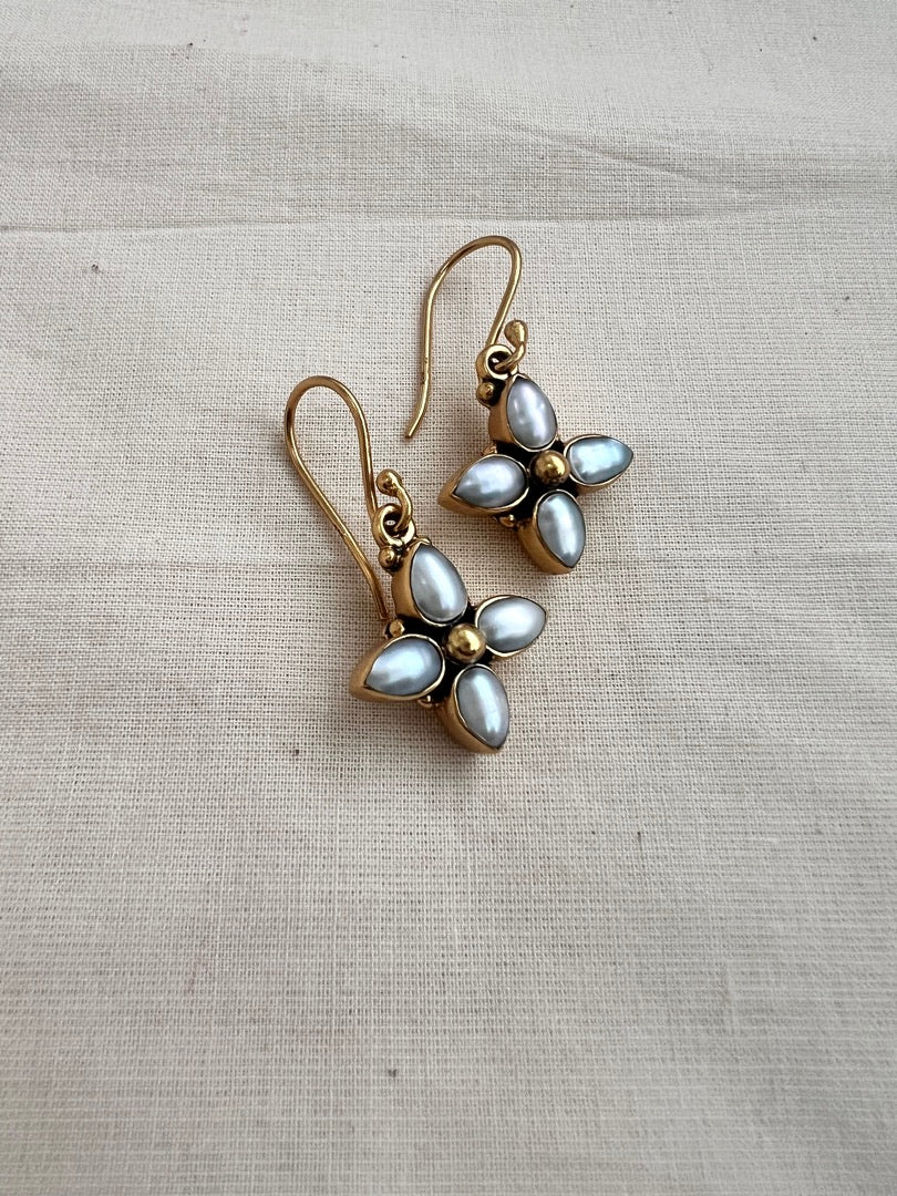 Gold polish pearl hangings-Earrings-CI-House of Taamara