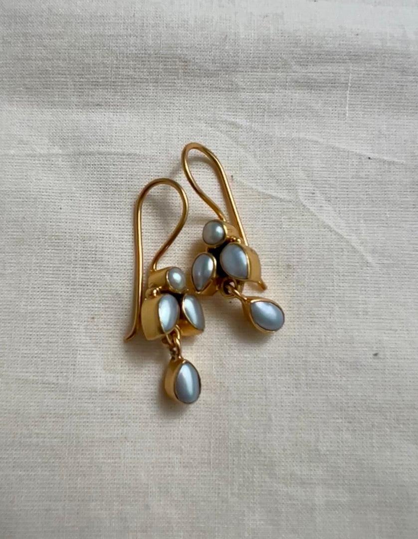 Gold polish pearl hangings-Earrings-CI-House of Taamara