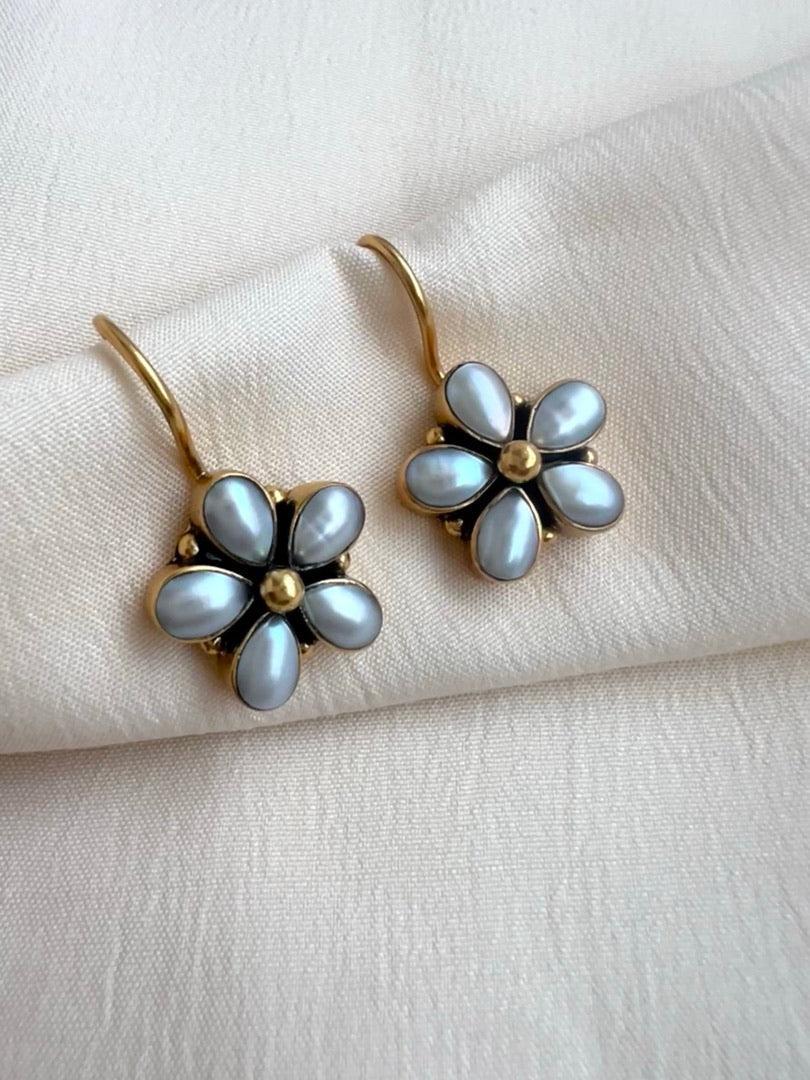 Gold polish pearl hangings-Earrings-CI-House of Taamara
