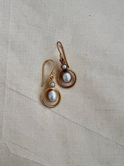 Gold polish pearl hangings-Earrings-CI-House of Taamara
