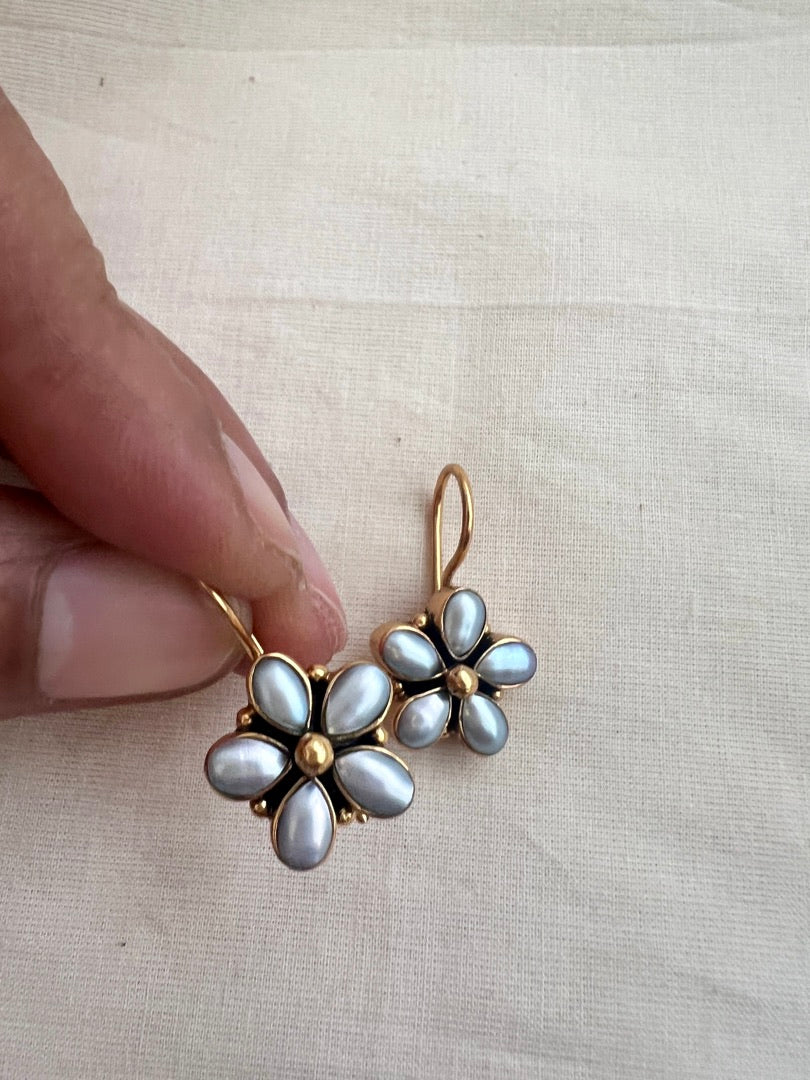 Gold polish pearl hangings-Earrings-CI-House of Taamara