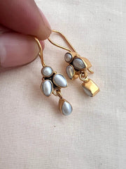 Gold polish pearl hangings-Earrings-CI-House of Taamara