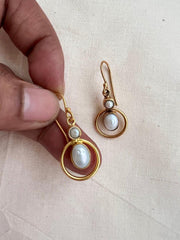 Gold polish pearl hangings-Earrings-CI-House of Taamara