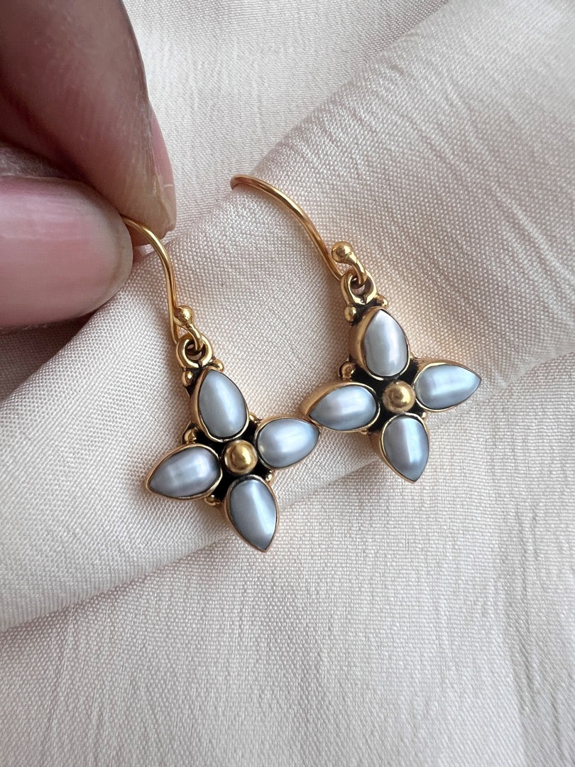 Gold polish pearl hangings-Earrings-CI-House of Taamara