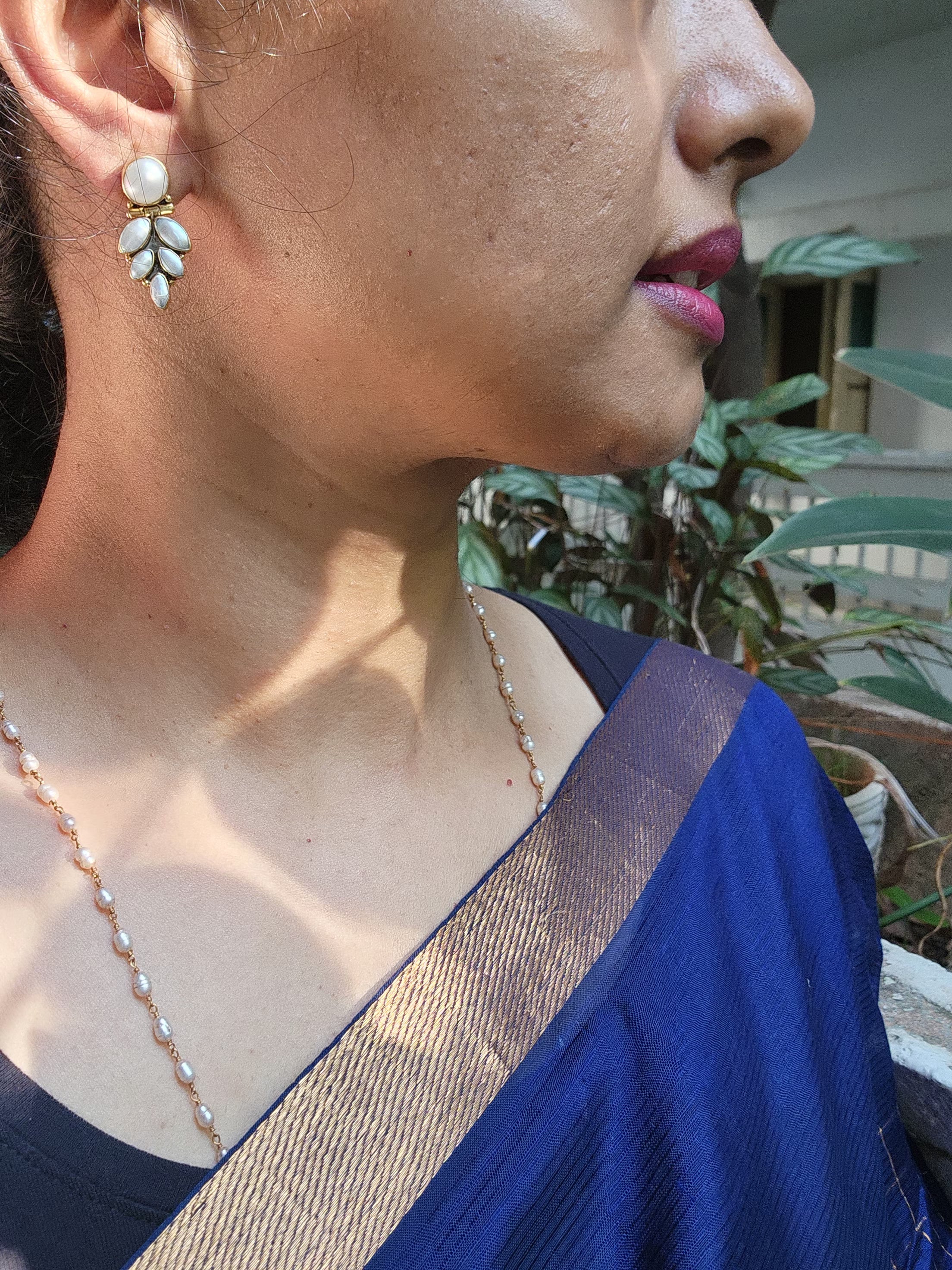 Gold polish pearl studs-Earrings-CI-House of Taamara