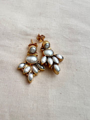 Gold polish pearl studs-Earrings-CI-House of Taamara