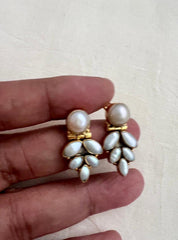 Gold polish pearl studs-Earrings-CI-House of Taamara