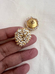 Gold polish pearl studs-Earrings-CI-House of Taamara