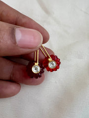 Gold polish red quartz hangings-Earrings-CI-House of Taamara
