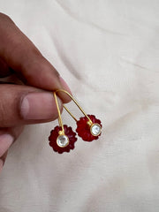 Gold polish red quartz hangings-Earrings-CI-House of Taamara