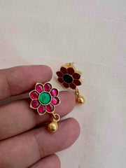 Gold polish ruby and emerald studs-Earrings-CI-House of Taamara