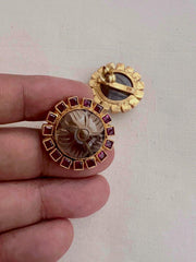 Gold polish ruby and labradorite stone studs-Earrings-CI-House of Taamara