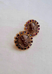 Gold polish ruby and labradorite stone studs-Earrings-CI-House of Taamara