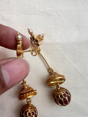 Gold polish ruby bead hangings-Earrings-CI-House of Taamara