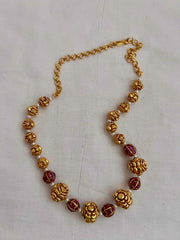 Gold polish ruby beads and nakash beads chain-Silver Neckpiece-CI-House of Taamara
