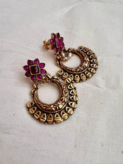 Gold polish ruby chandbali with pearls-Earrings-CI-House of Taamara