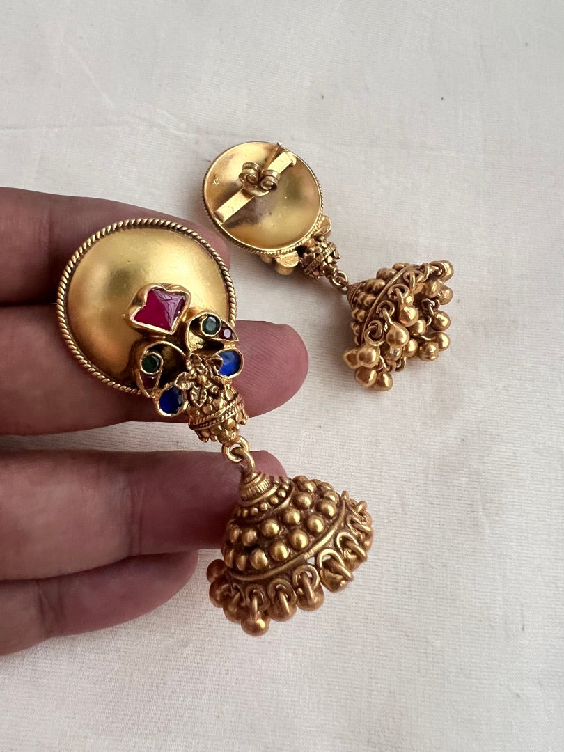 Gold polish ruby earrings with gold beads-Earrings-CI-House of Taamara