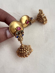 Gold polish ruby earrings with gold beads-Earrings-CI-House of Taamara