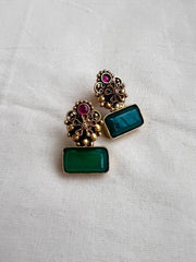 Gold polish ruby & emerald studs-Earrings-CI-House of Taamara