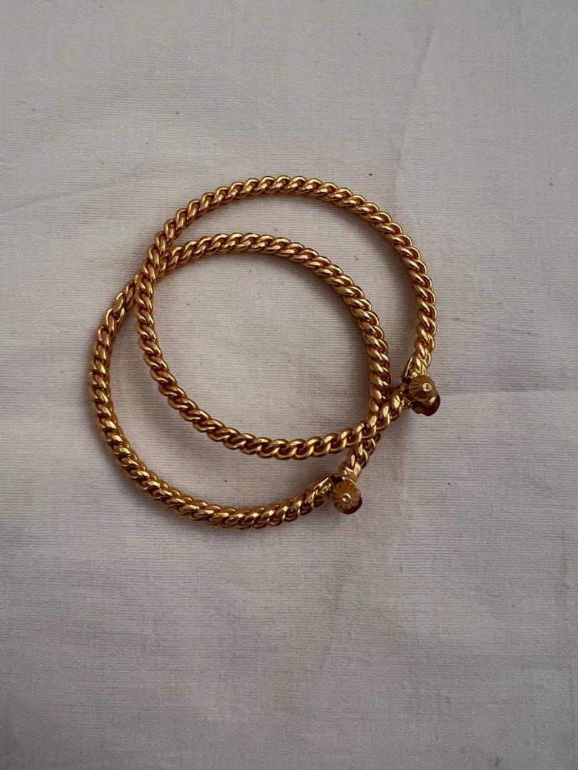 Gold polish ruby golusu bangles, PAIR-Silver Bracelet-CI-House of Taamara