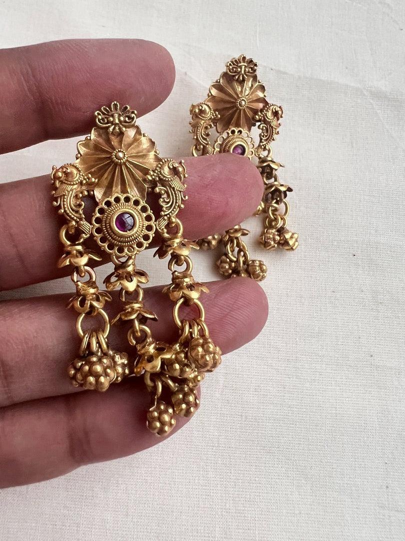 Gold polish ruby hangings-Earrings-CI-House of Taamara