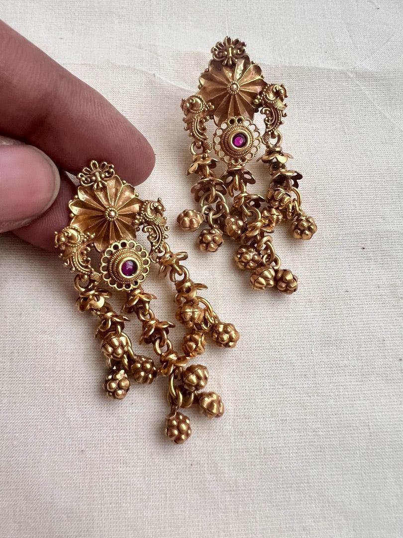 Gold polish ruby hangings-Earrings-CI-House of Taamara