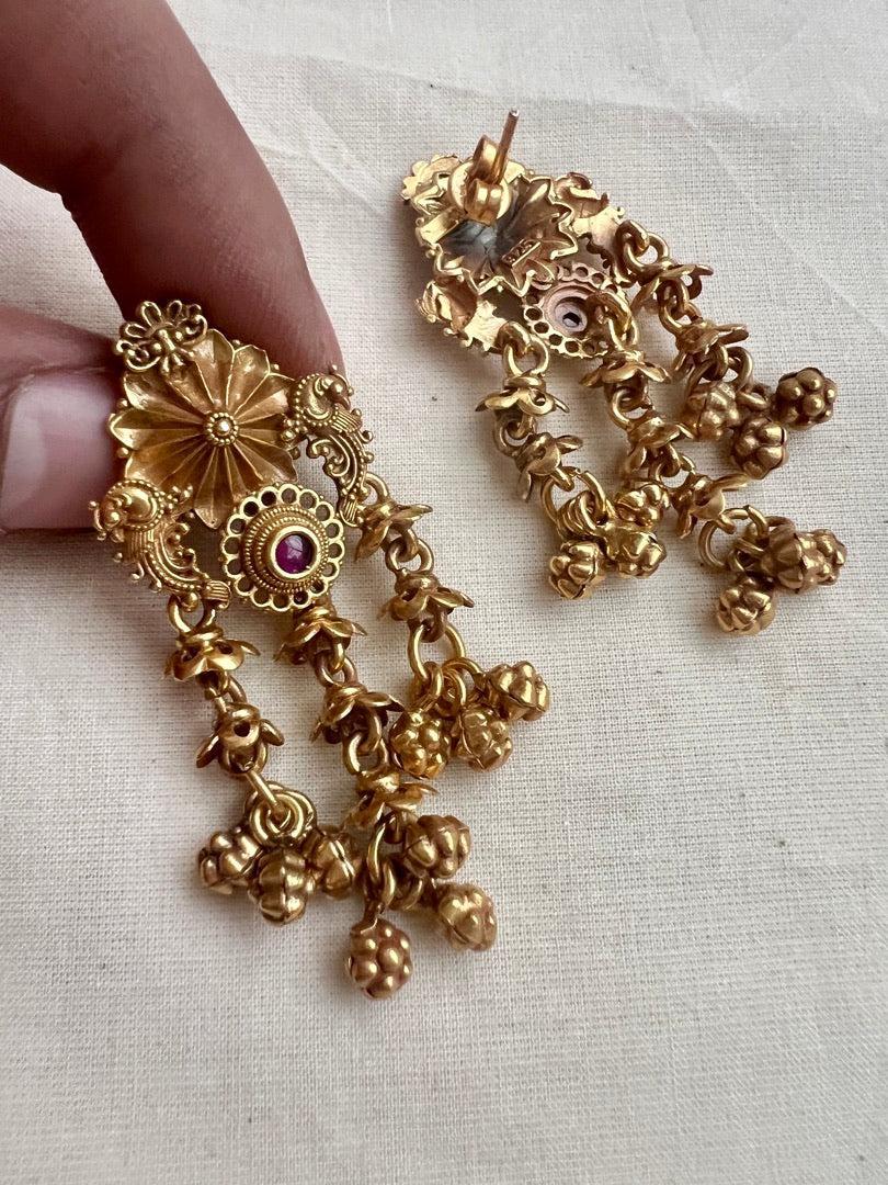 Gold polish ruby hangings-Earrings-CI-House of Taamara