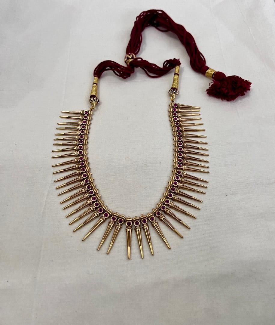 Gold polish ruby necklace-Silver Neckpiece-CI-House of Taamara