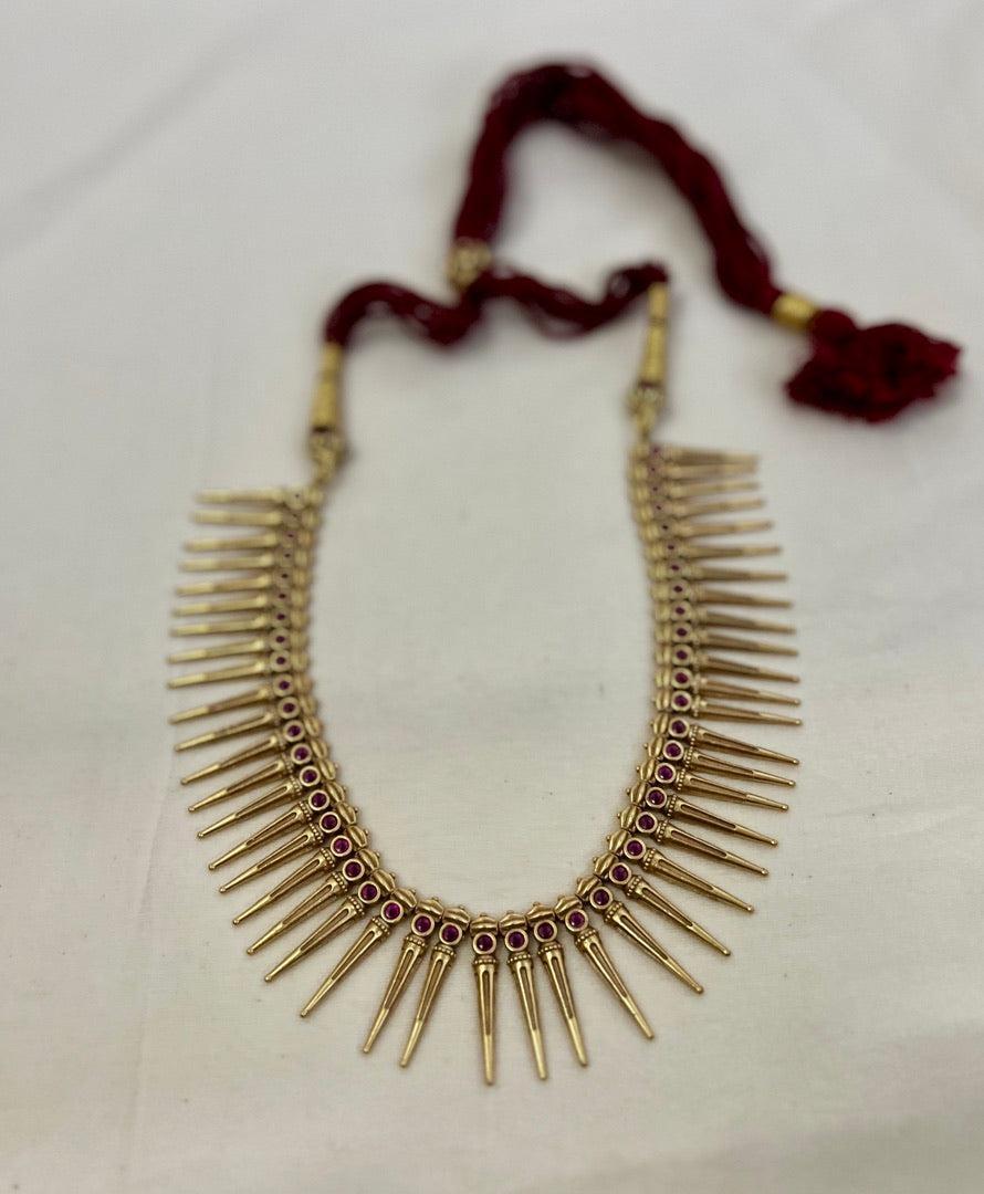 Gold polish ruby necklace-Silver Neckpiece-CI-House of Taamara
