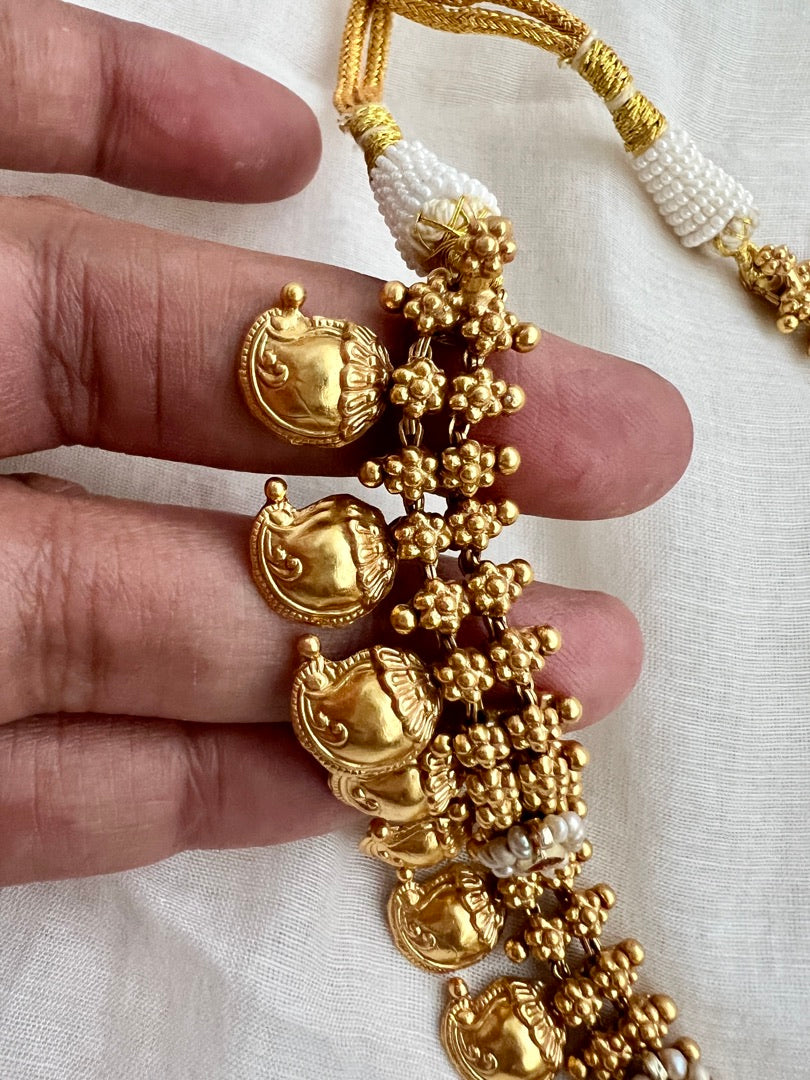 Gold polish ruby necklace with kundan, ruby & emerald-Silver Neckpiece-CI-House of Taamara