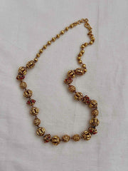Gold polish ruby stone with nakash work beads chain-Silver Neckpiece-CI-House of Taamara