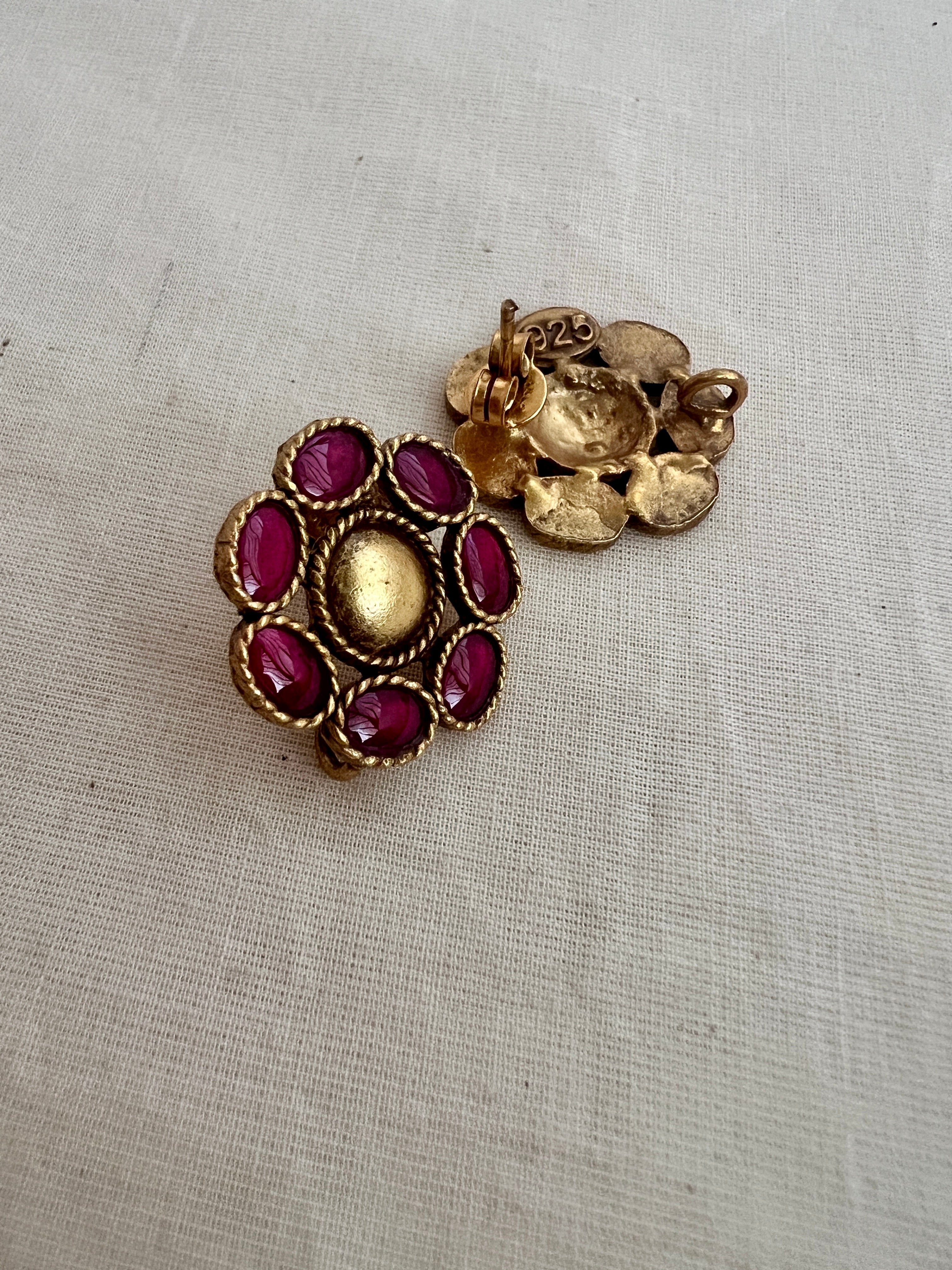 Gold polish ruby studs-Earrings-CI-House of Taamara