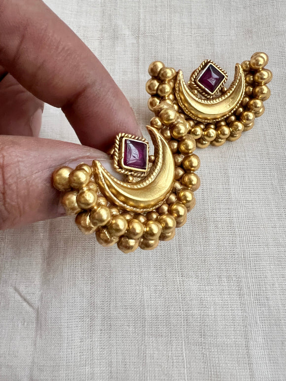 Gold polish ruby studs-Earrings-CI-House of Taamara