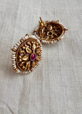 Gold polish ruby studs with pearls-Earrings-CI-House of Taamara