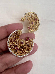 Gold polish ruby studs with pearls-Earrings-CI-House of Taamara