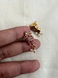 Gold polish ruby studs with pearls-Earrings-CI-House of Taamara