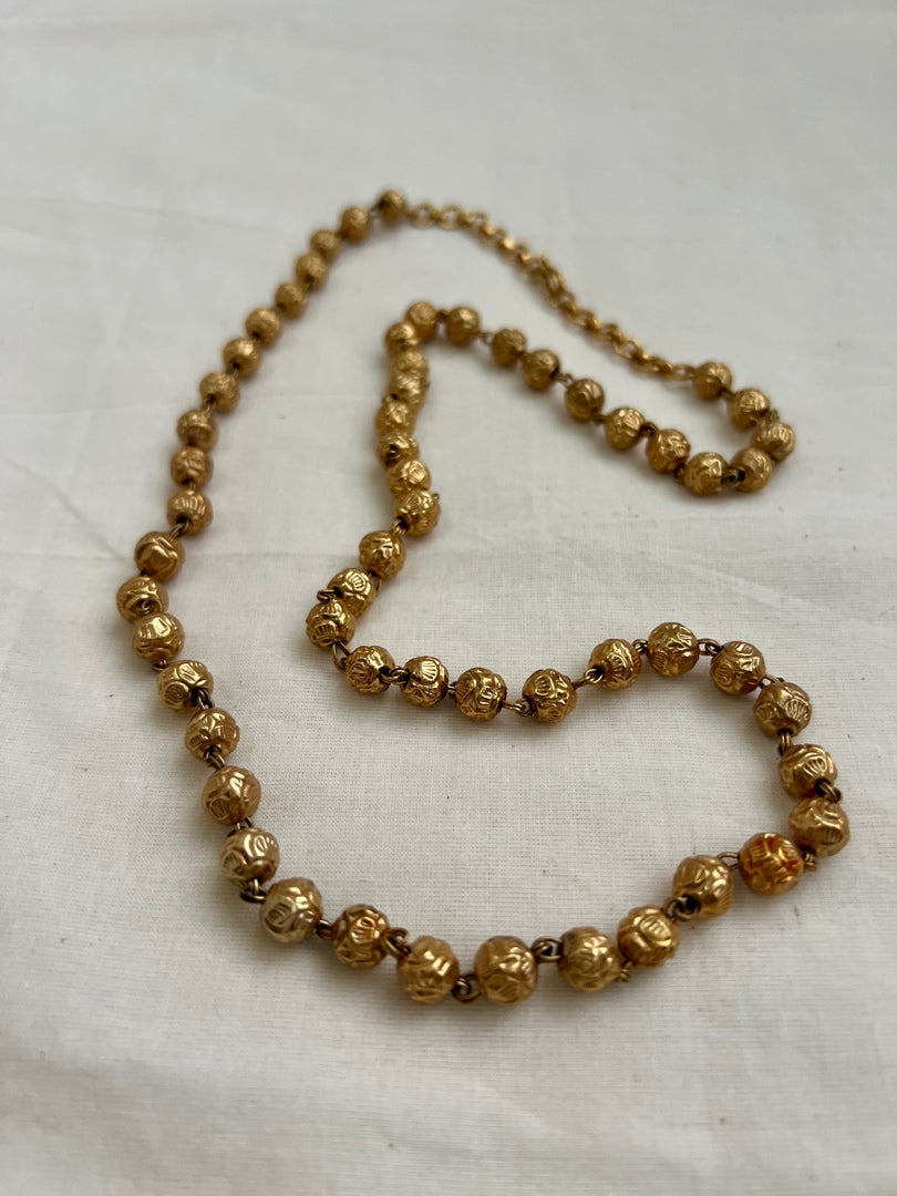 Gold polish single layer gundu beads long chain-Silver Neckpiece-CI-House of Taamara