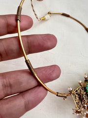 Gold polish statement pendant with hasli-Silver Neckpiece-CI-House of Taamara